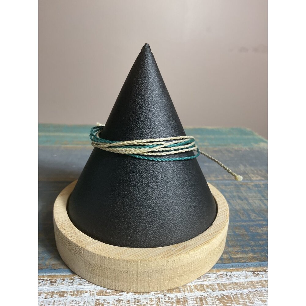Pura Vida Teal & Beige Braided Bracelet With Charm